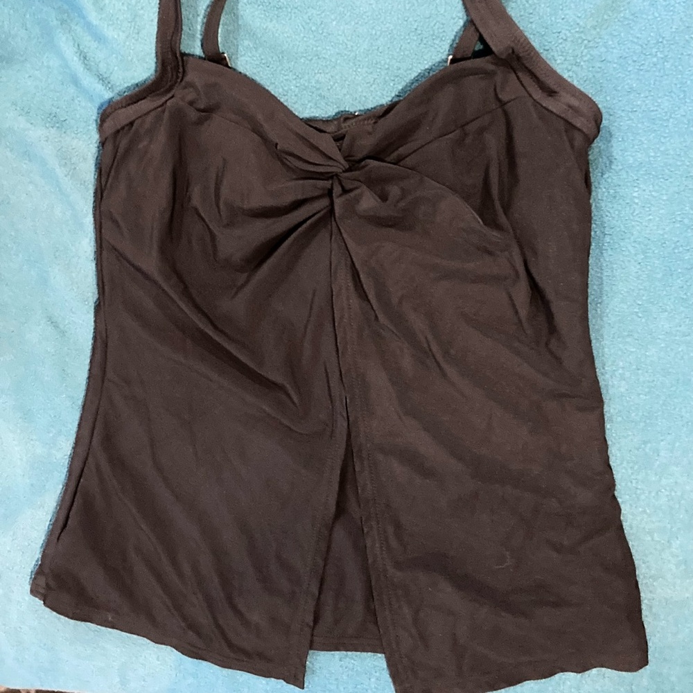Lands End Underwire Tankini Tummy Control Black 10